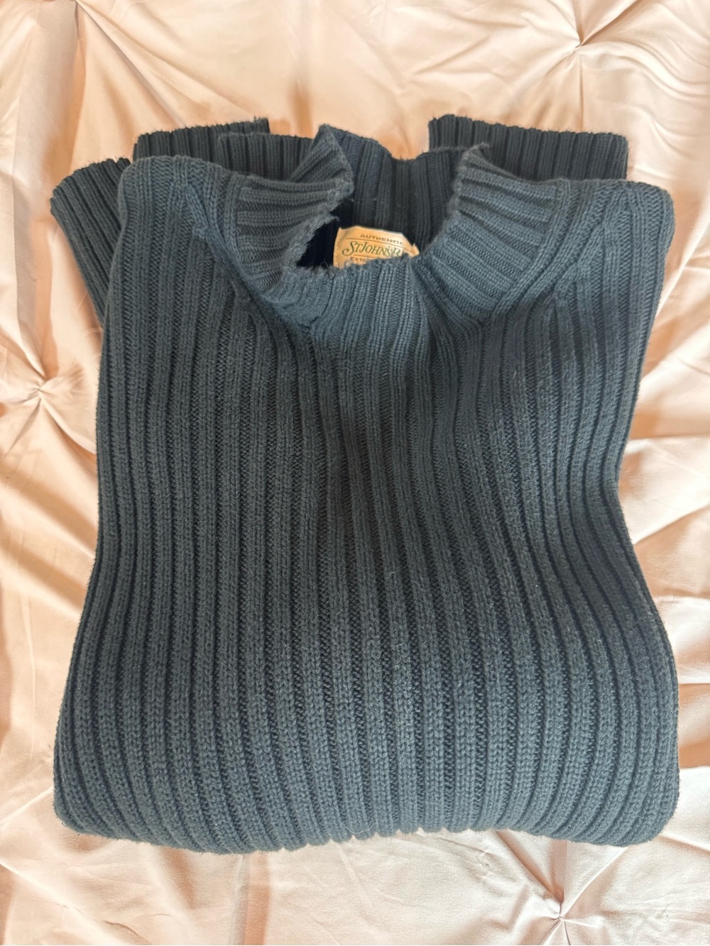 St. John’s Bay Vintage Large‎ Tall Ribbed mockneck fisherman Sweater 100% Cotton